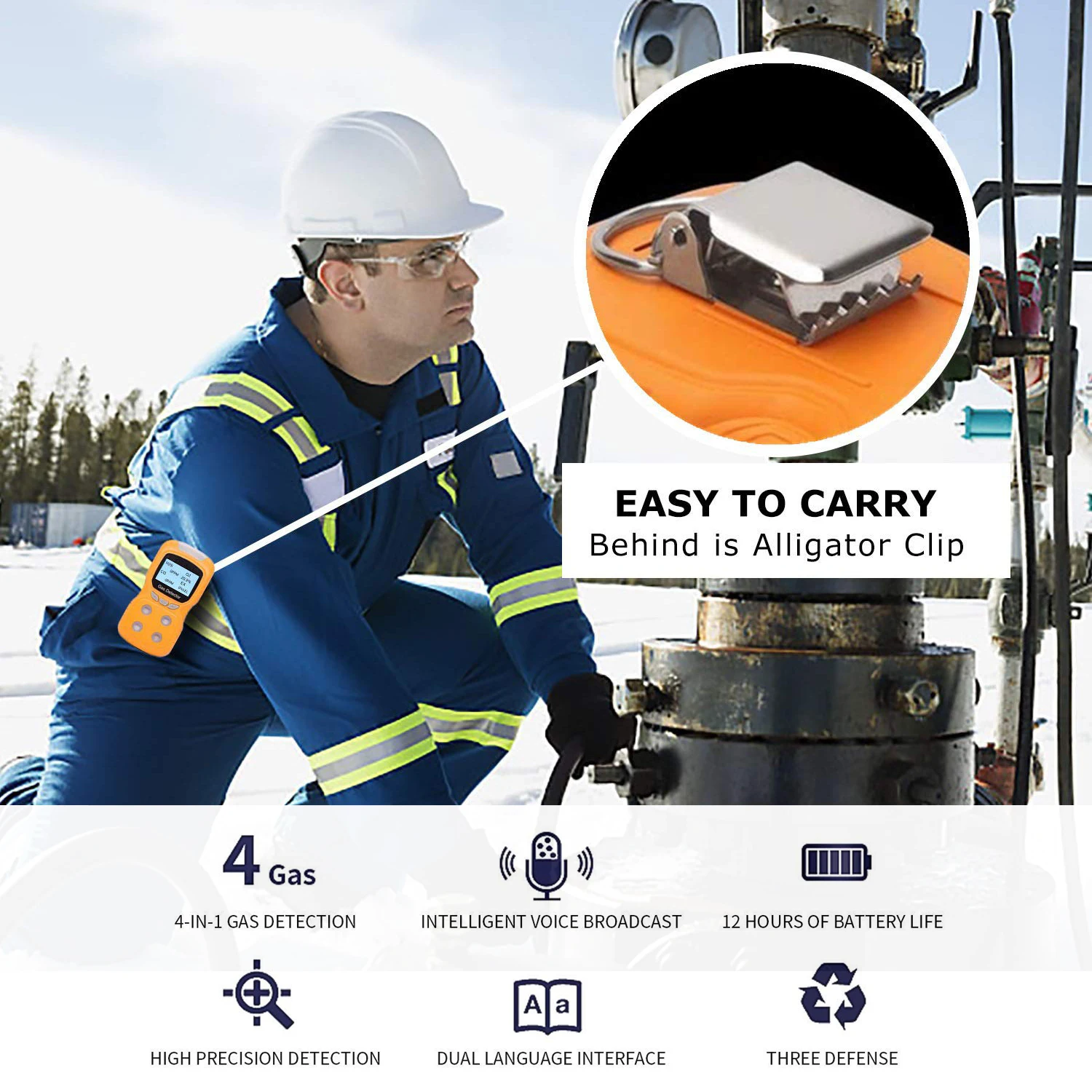 Portable Flammable Gas Detector CO H2S O2 CH4 EX 4 Gas Monitor Meter Tester Analyzer Rechargeable Lcd Display Sound Light Shock Easy Calibration