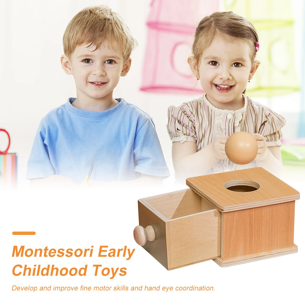 Montessori Wooden Ball Drawer with Tray Permanence Object Box Children Toddler Puzzle Games Early Educational Parent-child Toys