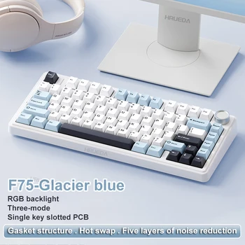 AULA F75 2.4G Wireless/Bluetooth/Wired Gaming Mechanical Keyboard RGB Customized 75% Layout OEM Profile Gasket Structure 7