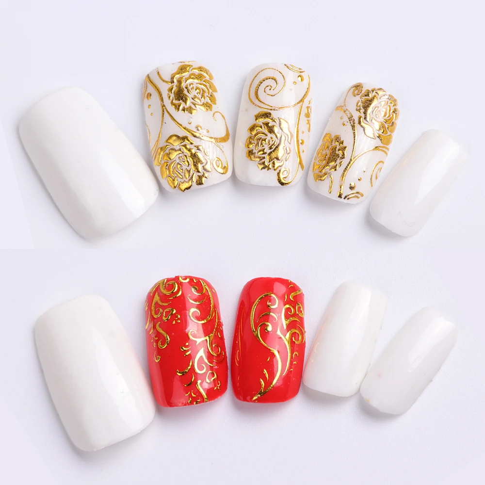 1pcs Gold Bronzing 3D Nail Sticker Flower Metalic Paste Beauty Nail Art Decorations Manicure Nails Decal DIY Tips SAAD201-212 nail stickers,nail art decoration,nail decals