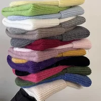 2024, вязаная зимняя шапка из ангоры для женщин, пушистые вязаные шапочки с кроличьим мехом, корейский роскошный капот, женские мягкие теплые шапочки Skullies — изображение 5