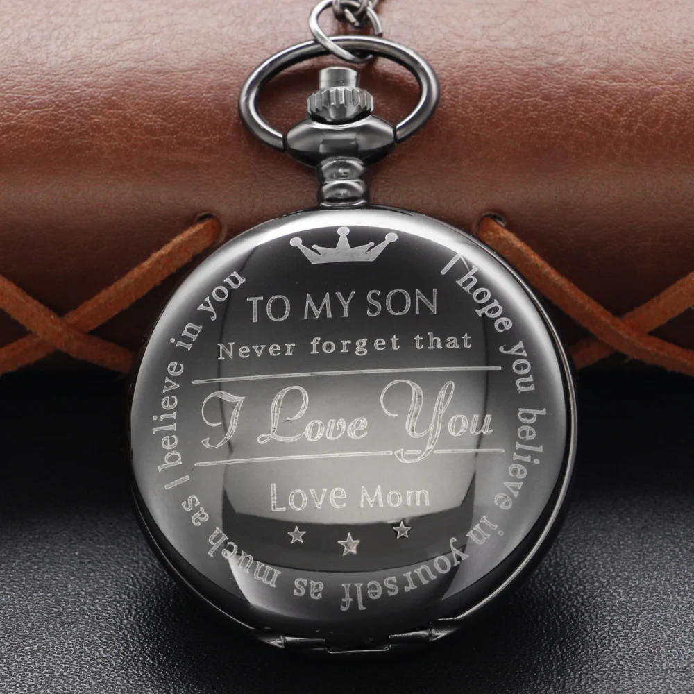 I Love Your Series Love Mom Steampunk Vintage Quartz Pocket Watch with Fob Chain Women's Watch Pendant Necklace Men's Gift