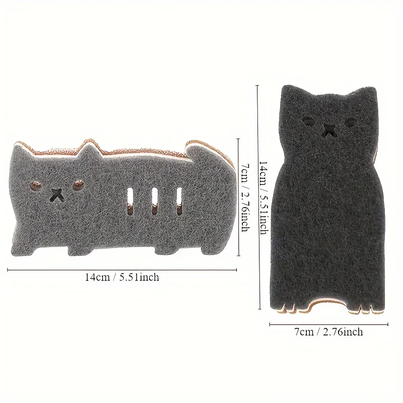 3/4/6PCS Cute Cat Kitchen Sponge Set - Double-sided Dishwashing Brush, Scouring Pad Cleaning Tool (random Style)