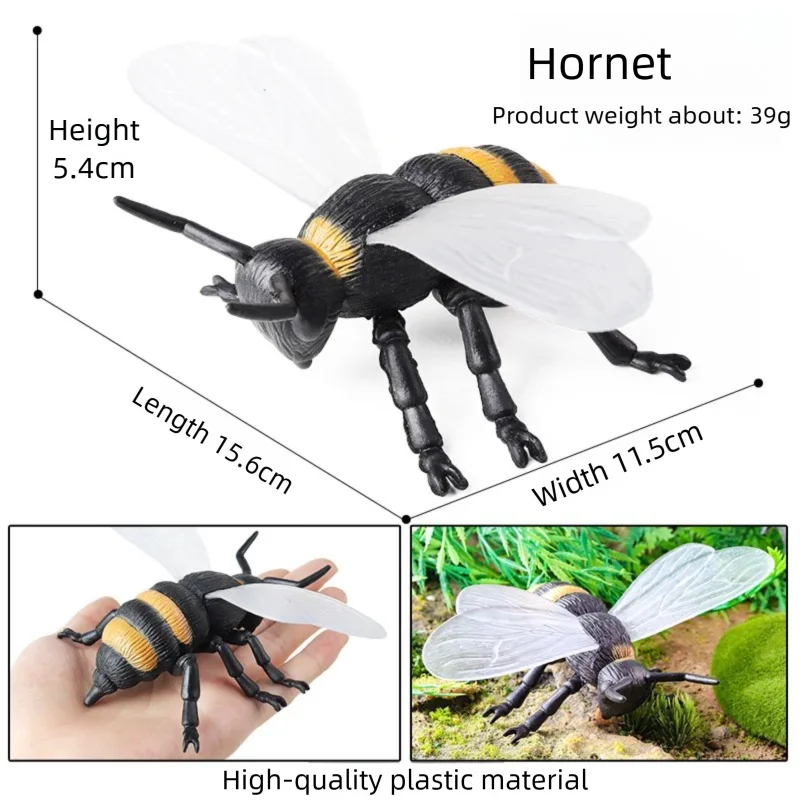 Oenux Realistic Bee Wasp Hornet Figurine Simulation Insect Model Prank Educational Cognitive Statue for Desk Display Collection