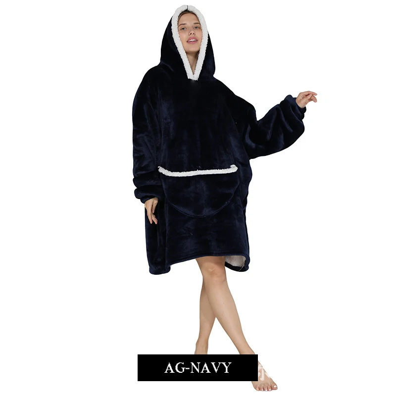 Cozy Sherpa Fleece Oversized Wearable Blanket Hoodie – Warm and Plush Hooded Sweatshirt
