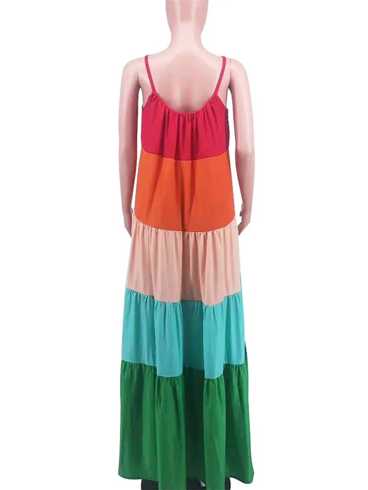 Wmstar Dresses for Women Elegant Patchwork Print Party Loose Slip Sleeve Maxi Dress Beach Summer Clothes Wholesale Dropshipping