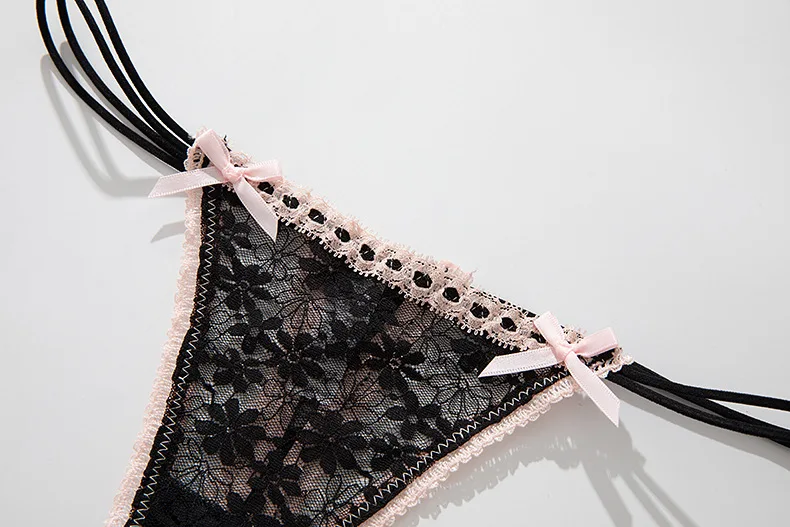 lace bow thong panties front view