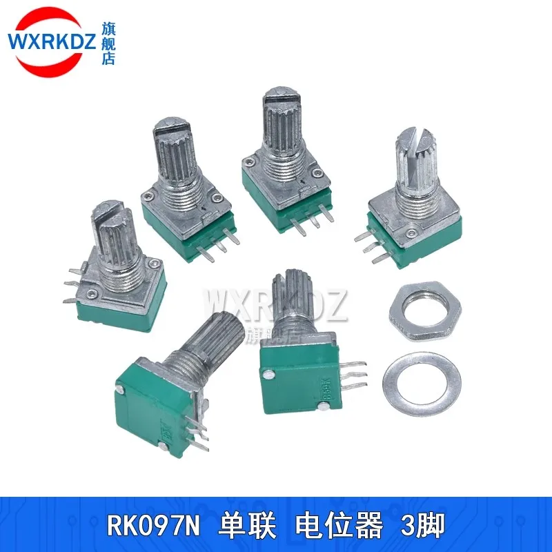 5Pcs Potentiometers Industrial Switches RK097 RK097N 3Pin B1K 5K 10K 20K 50K 100K 500K Switch Audio Shaft 15mm Amplifier Sealing