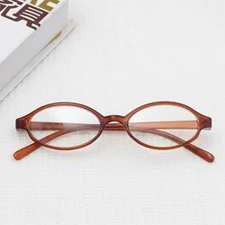 Vintage Oval Small Frame Red & Green Glasses - Anti Blue Light & Myopia Eyewear (Tea)