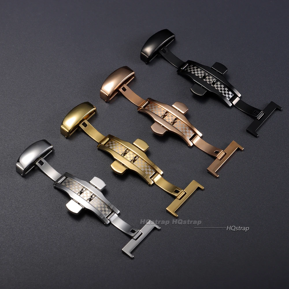 Elegant Fish Scale Pattern Stainless Steel Watch Strap Clasp with Butterfly Buckle Design