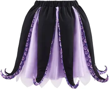 Costume Ursula Costume da strega di mare viola nero Tentacolo di polpo Abito tutu per donna Festa di carnevale di Halloween Sirena Cosplay