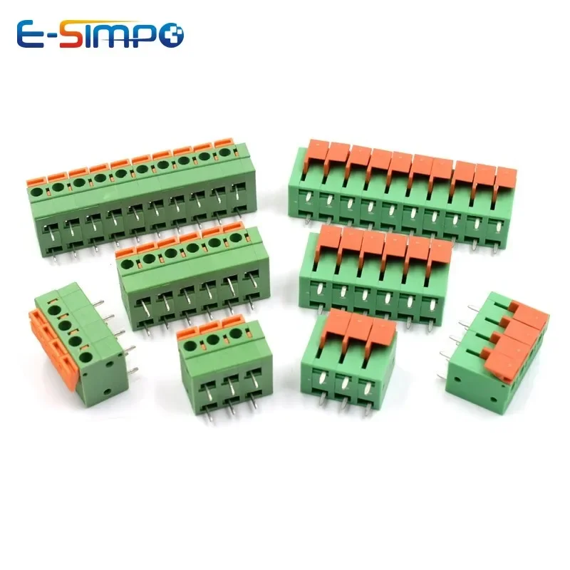 Wire Connectors 100pcs 142V 142R 5.08mm/0.2" Side/TOP Entry 2P3P4P6P8P10P 141V 141R FFKDSA1/V-2.54mm/0.1" PCB Spring Terminal Block Connector wire connectors,din rail terminal block