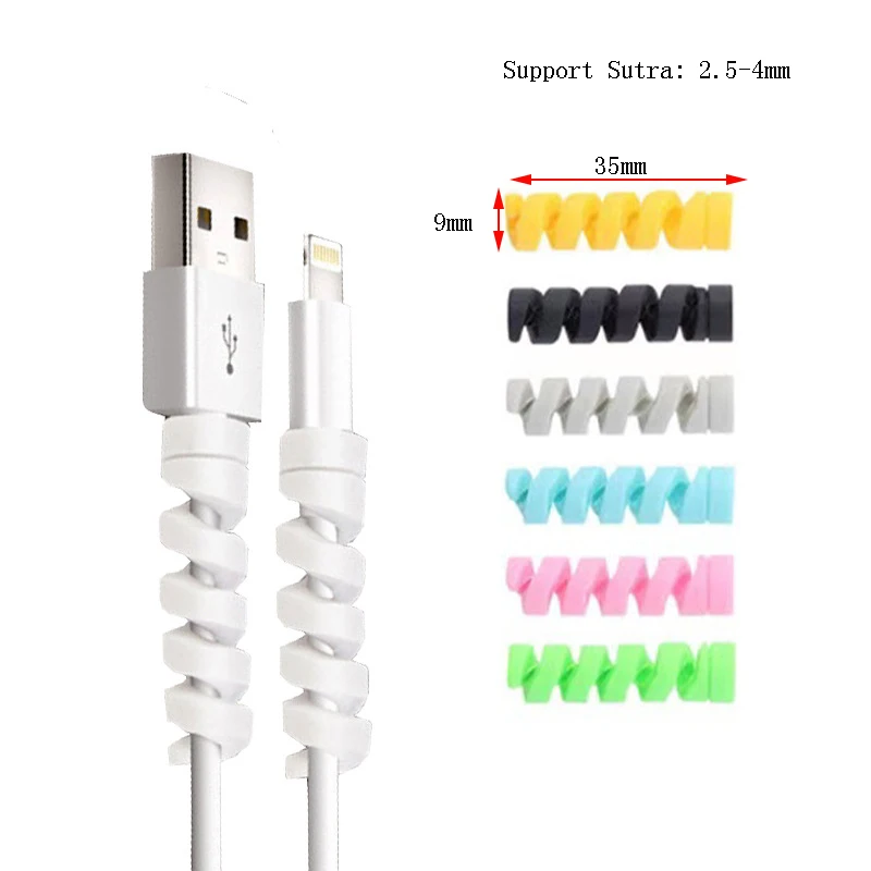 Cable Protector Cover Silicone Bobbin Winder for IPhone 13 Samsung S21 Xiaomi Poco Cable Charger Cord Organizer Clip 10PCS