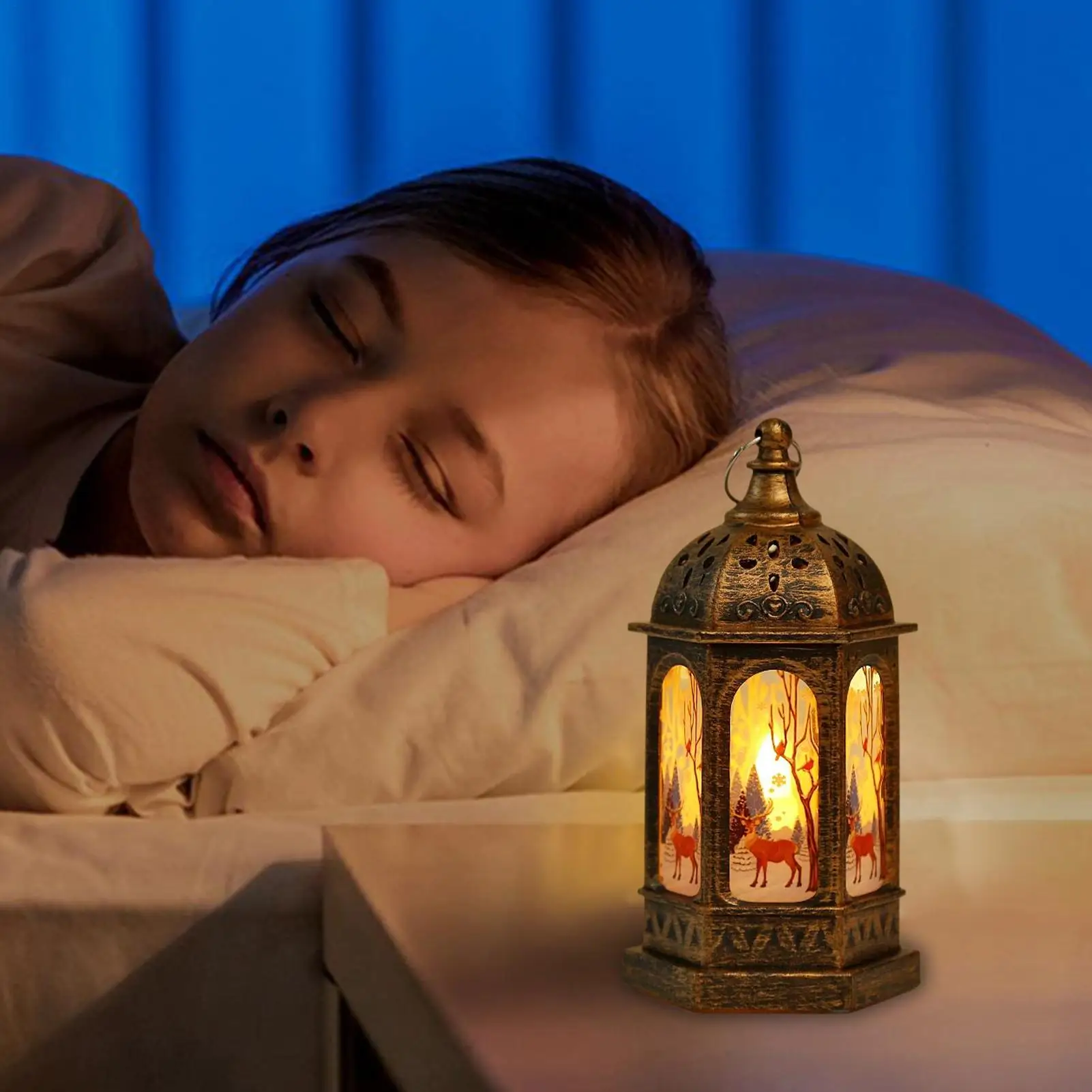 Christmas Lantern Castle Night Light Christmas Decorations Vintage Home Decor Party Decoration for Xmas Holiday