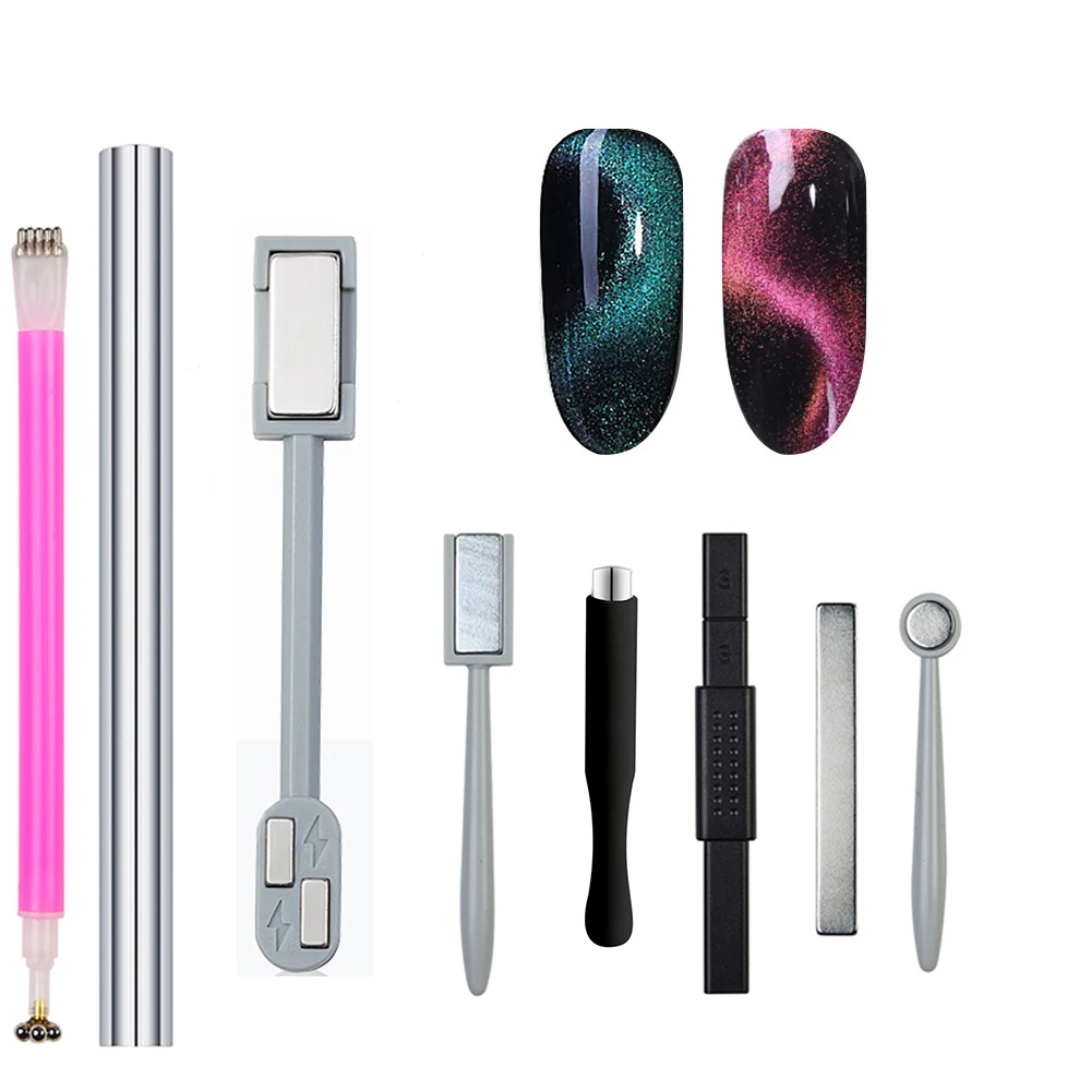 8pcs/set Magnetic Nail Art Stick Magnetic Pen For Cat Eye 9D Effect Strong Plate For UV Gel Nail Magnet Stick Gel Polish