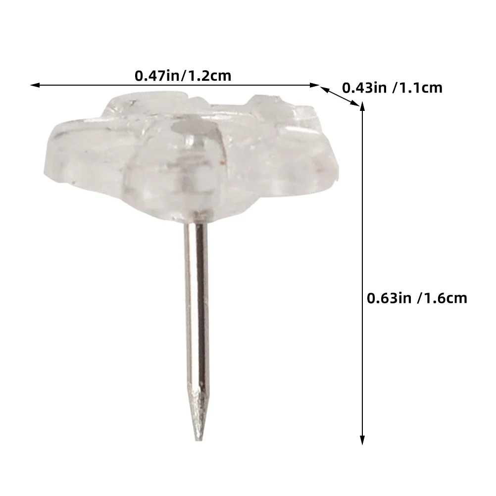 Flower Shape Push Pins 100pcs Cork Board Thumb Tacks Clear Map Thumbtacks Office Binding Supplies Plastic Iron Materials push pins