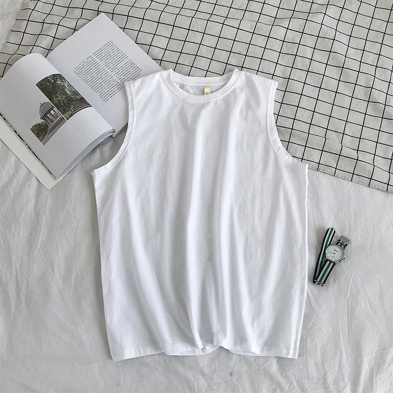 

Мужская Повседневная футболка без рукавов, однотонная спортивная майка, летний повседневный мужской пуловер из полиэстера