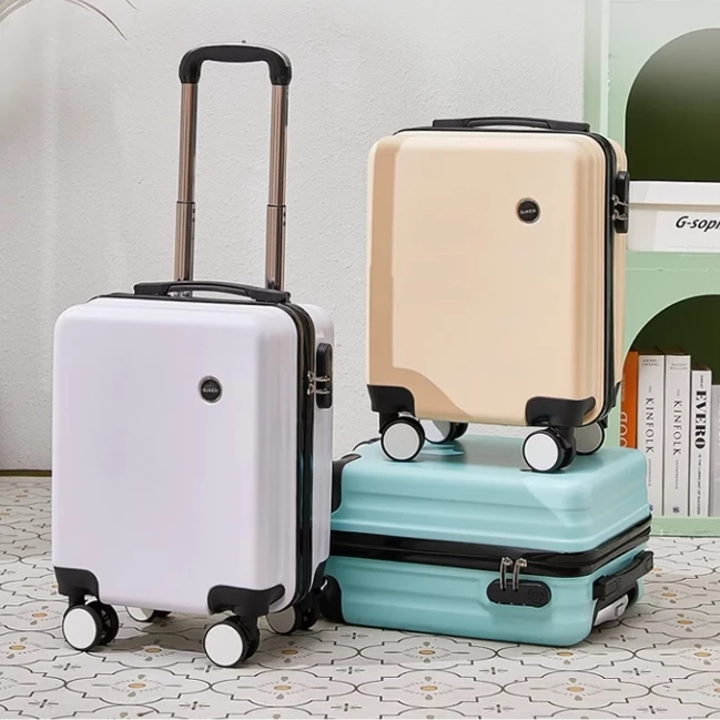 14-Inch Small Luggage Can Go On The Plane Without Checking, With A Password Lock, Leather Suitcase, Travel Trolley Case_voghion.com