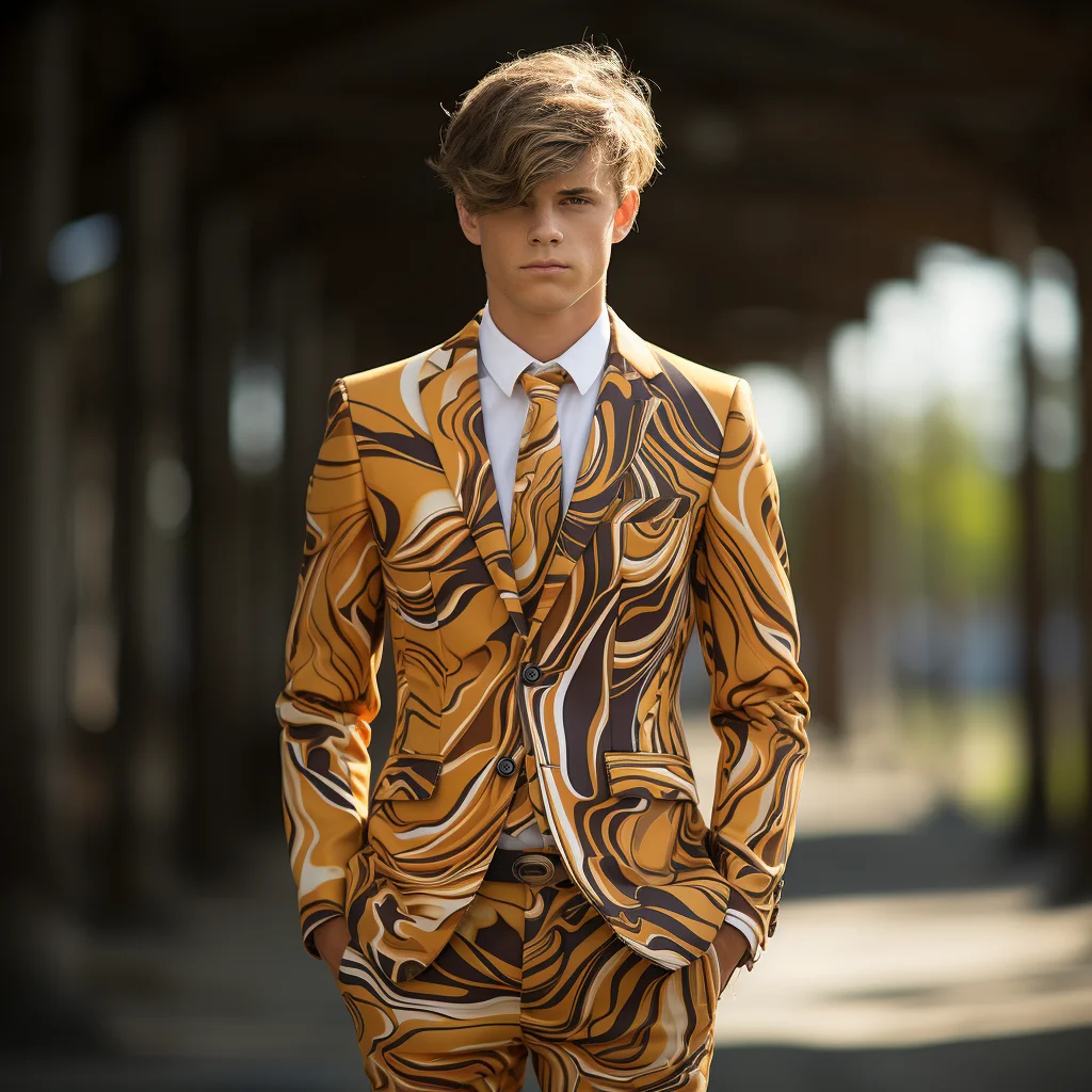 Men's Tiger Stripe Bully Suit Suit Men's 3d Digital Printed Cos Party Stage Nightclub Shiny Dazzling Cool Performance