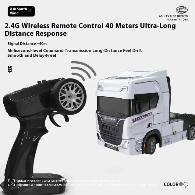 Remote Control Drifting Car Tabletop Toy Alloy Tractor Rc Truck 1/43 2.4g Rc Engineering Trailer Truck With Light And Sound Toys 3