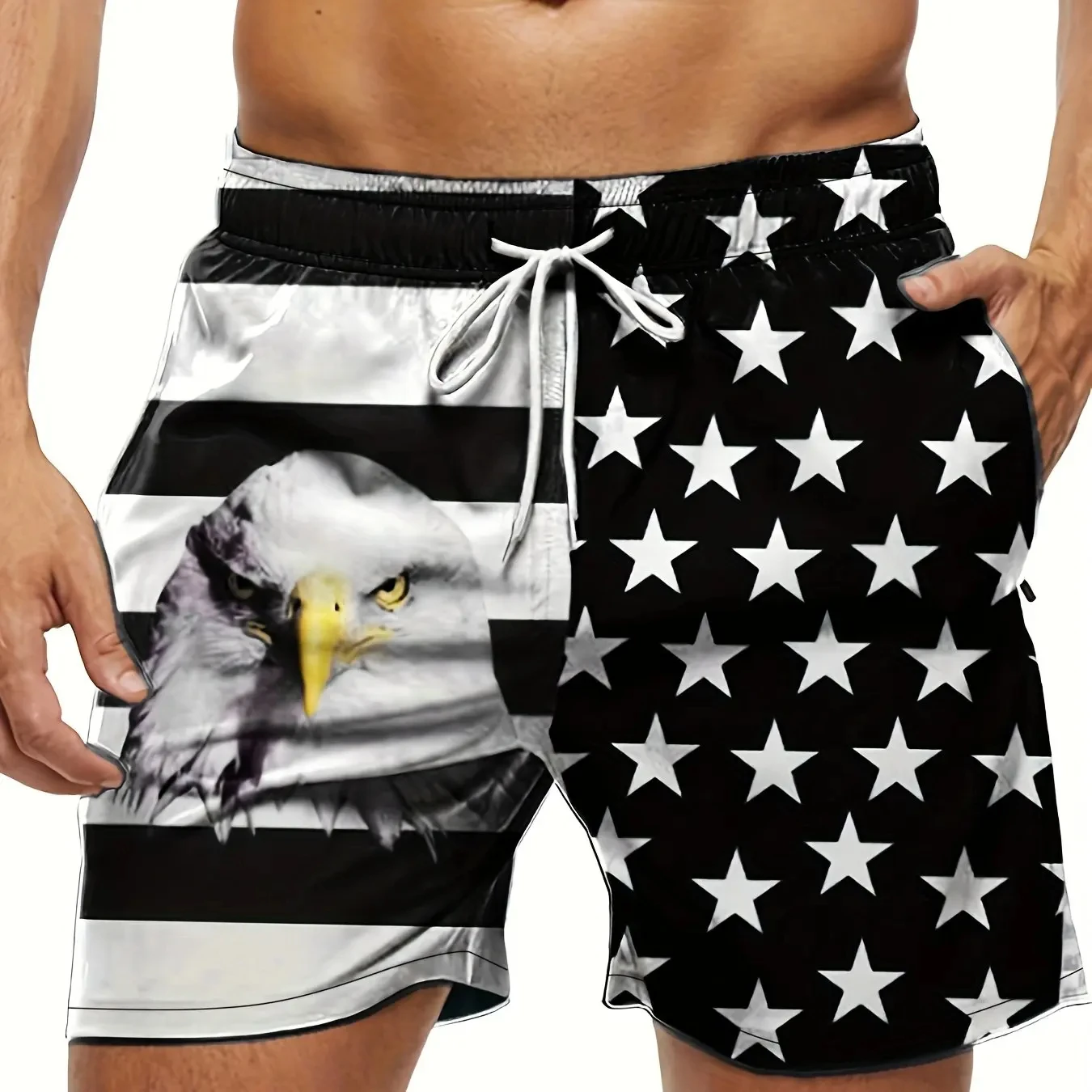 American Flag Print Swimwear Shorts Summer Men's Beach Shorts Breathable Short Quick Dry Sport Shorts Joggering Men Short Pant 3