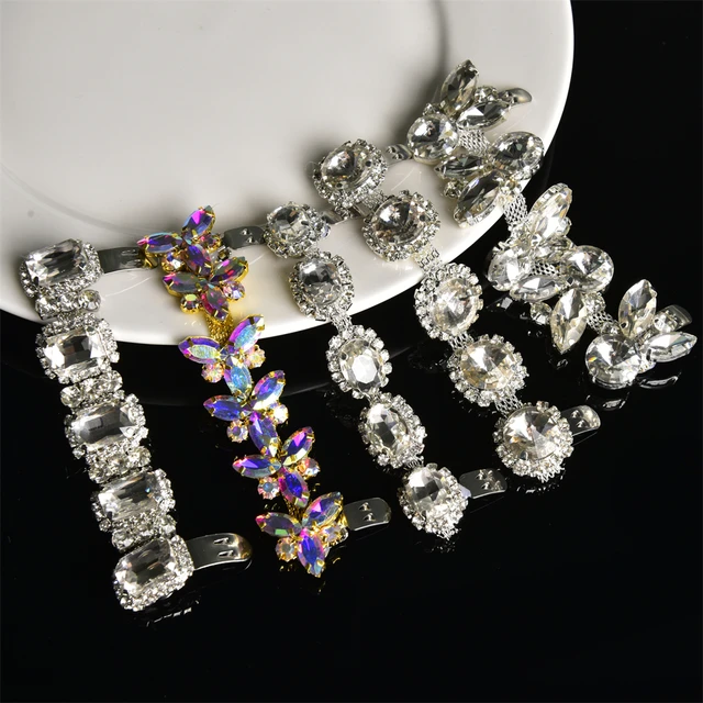2Pcs Rhinestone Shoe Clips Jewelry Crystal Shoe Buckle Wedding Dress  Diamond Gray
