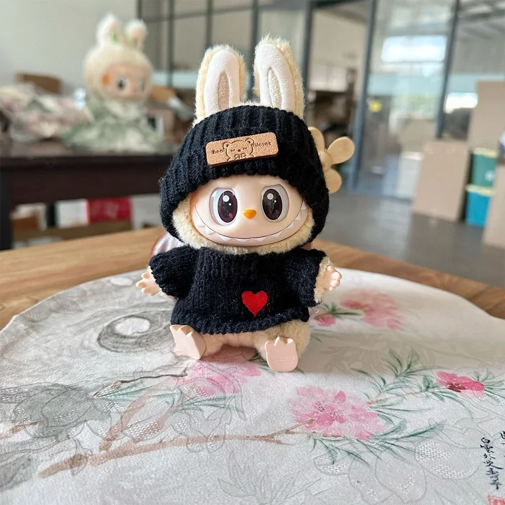 17cm Mini Plush Doll'S Clothes Outfit Accessories for Korea Kpop Exo Labubu Idol Flower Shirt Leather Jacket Skirt Clothing Gift 6