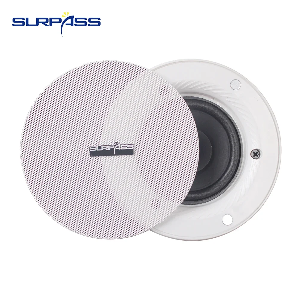 15W Marine Ceiling Speaker 4'' Waterproof Outdoor Full Range Speakers Recessed Music Loudspeaker for Boat Yacht Bathroom Shower