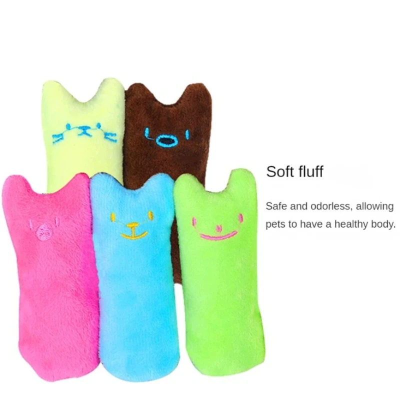 Cute Interactive Plush Cat Toy Pet Kitten Chewing Teeth Grinding Catnip Claws Thumb Bite Cat Mint Game Playing Pillow Scratcher