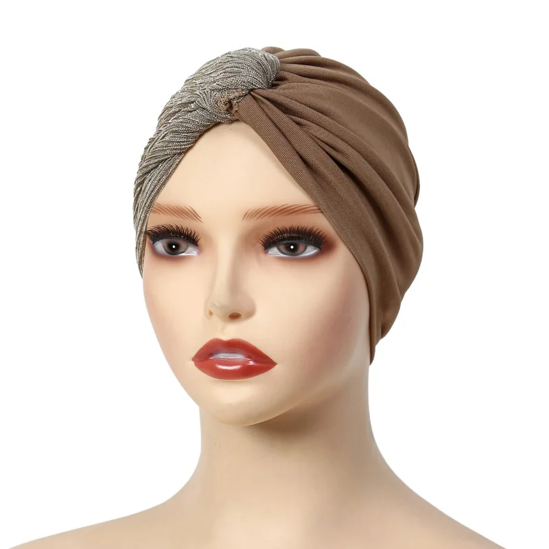 KepaHoo Solid Color Women Muslim Hijab Caps Wrap Head Indian Turban Bonnet Fashion Headdress Islamic Clothing Accessories 5