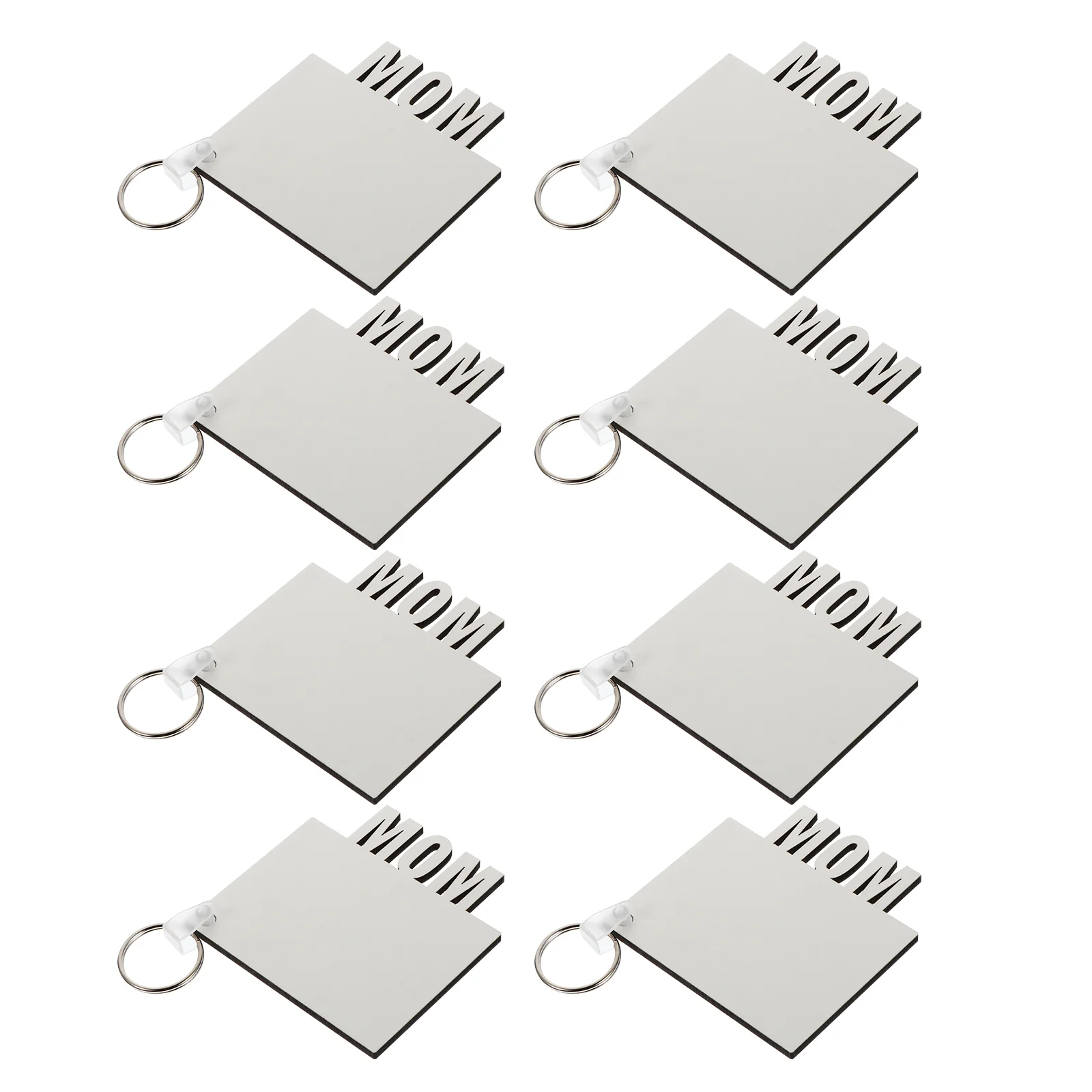 

8 Pcs Dye Sublimation Keychain Blank Photo Gifts Fiberboard Heat Transfer Keyring Mother