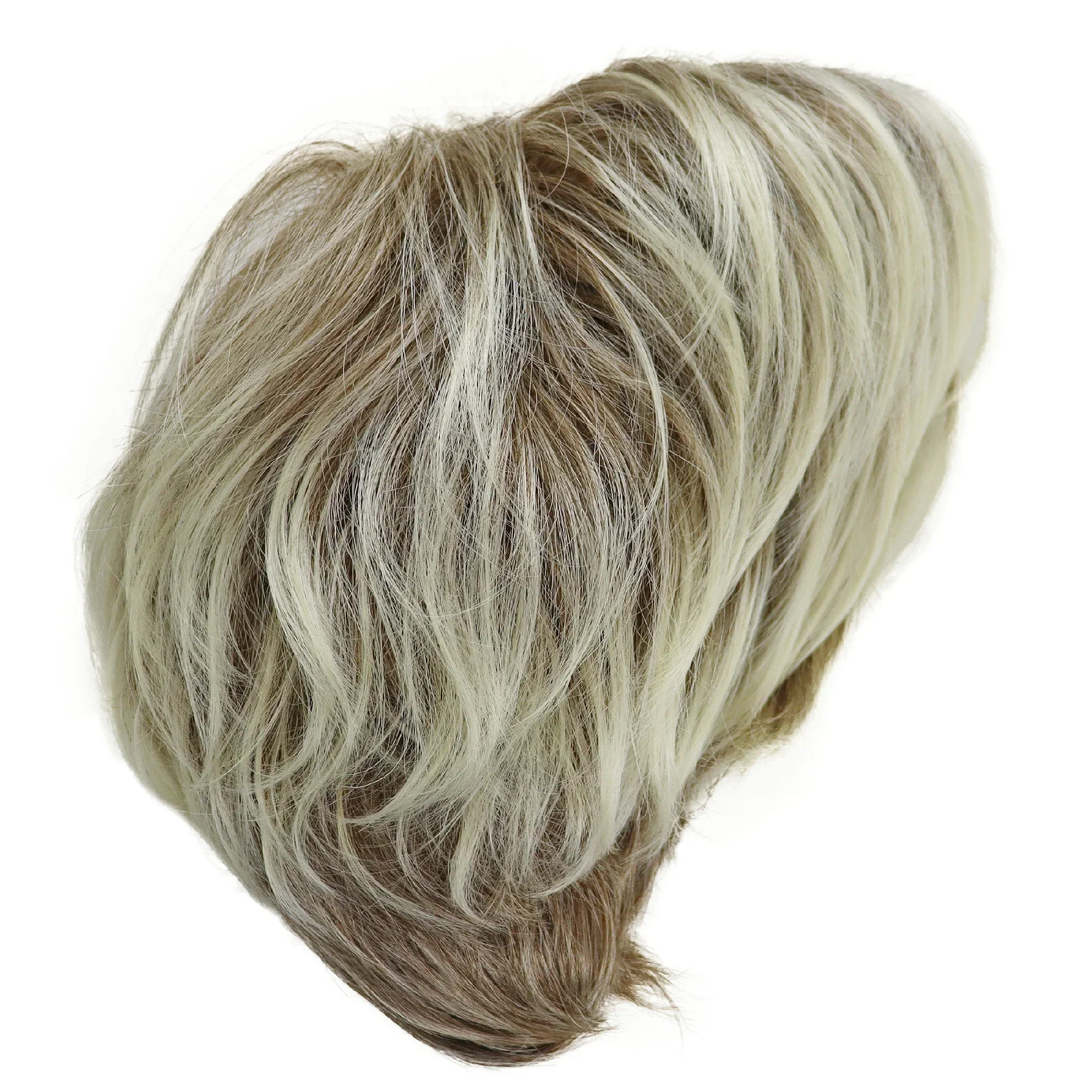 Old Lady Synthetic Hair Blonde Wig with Bangs Natural Short Wig for White Woman High Temperature Blond Ombre Mommy Wig for Daily