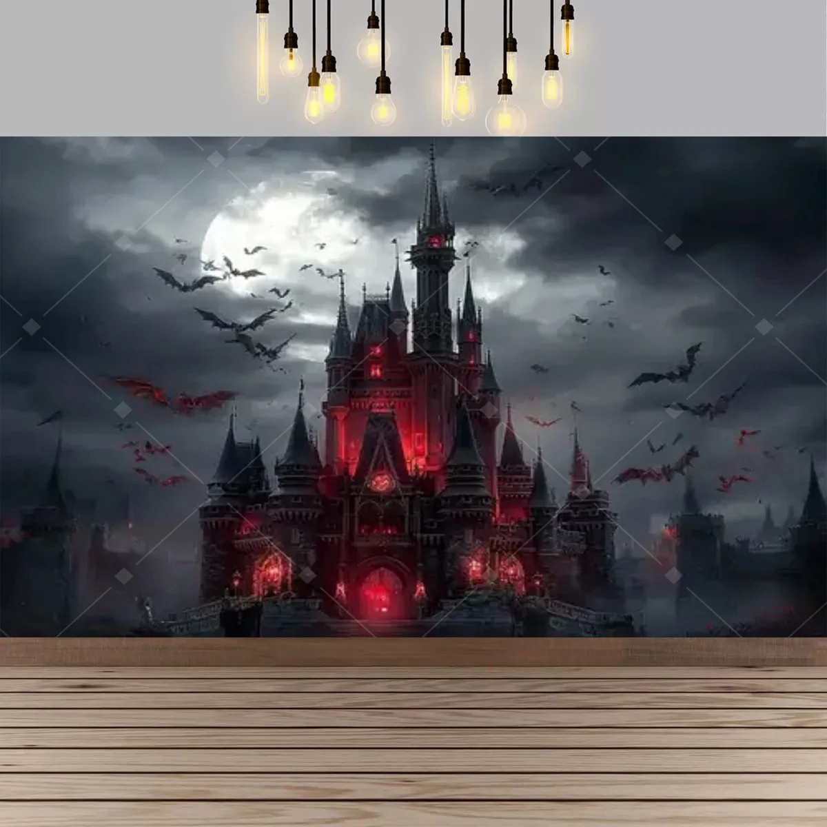 Halloween Gothic Vampir Mittelalterliche Burg Hexe Mondlicht Fledermaus Hintergrund Halloween Party Dekoration Hintergrund Foto Requisiten. – Detail 11