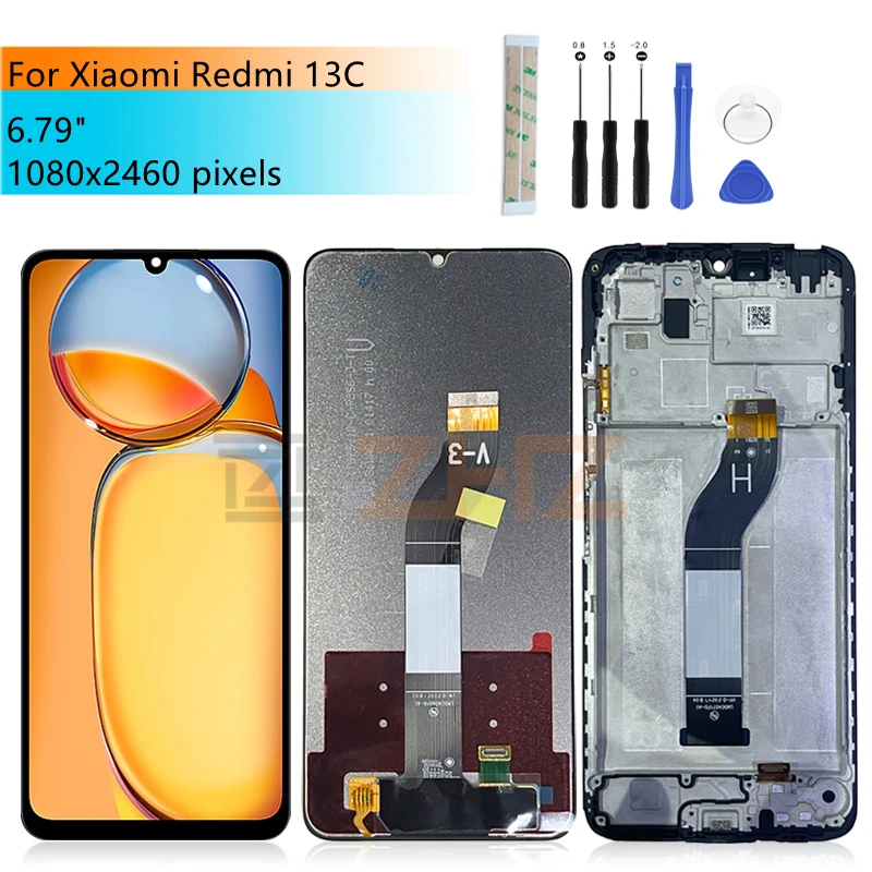 

For Xiaomi Redmi 13C lcd display Digitizer Assembly With Frame For Redmi 13c Display Replacement Repair Parts 6.74"