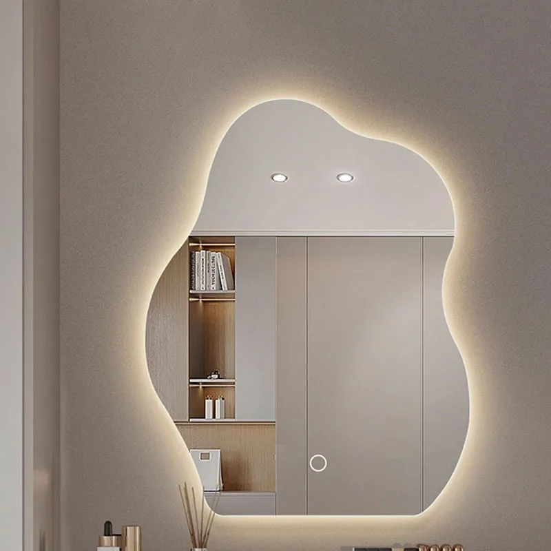 

Irregular Led Light Wall Mirror Women Men Bathroom Luxury Mirror Aesthetic Large Espelho Grande Para Quarto Bedroom Decor
