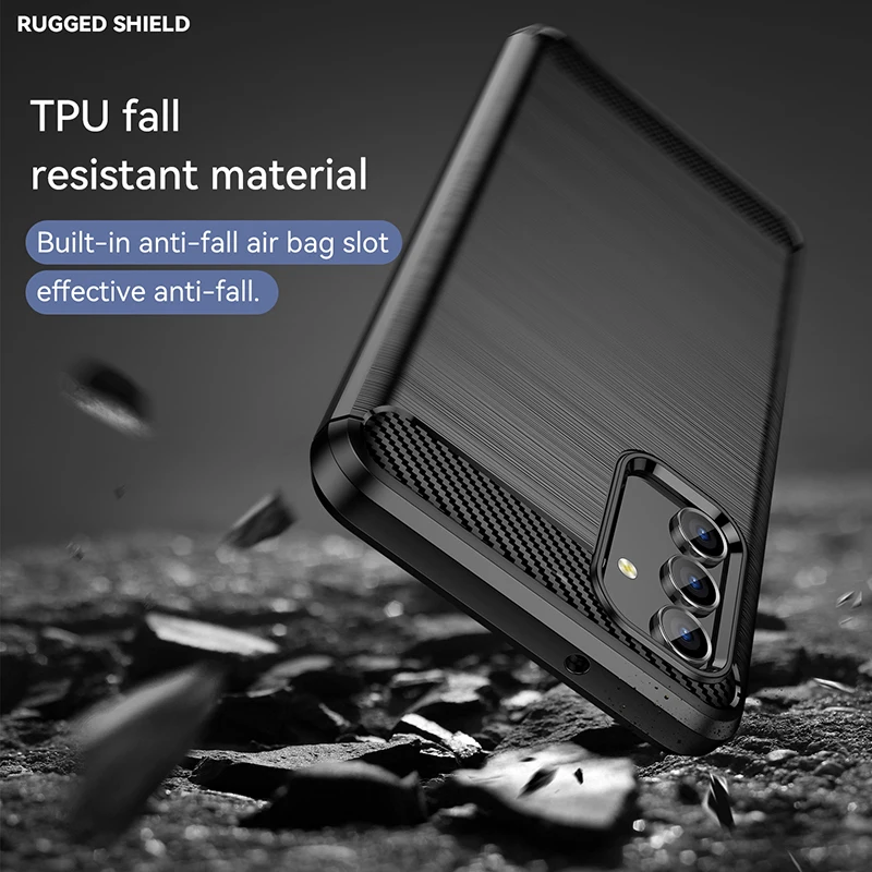 Thick Armor Shockproof Carbon Fiber Silicone Soft Cover Case