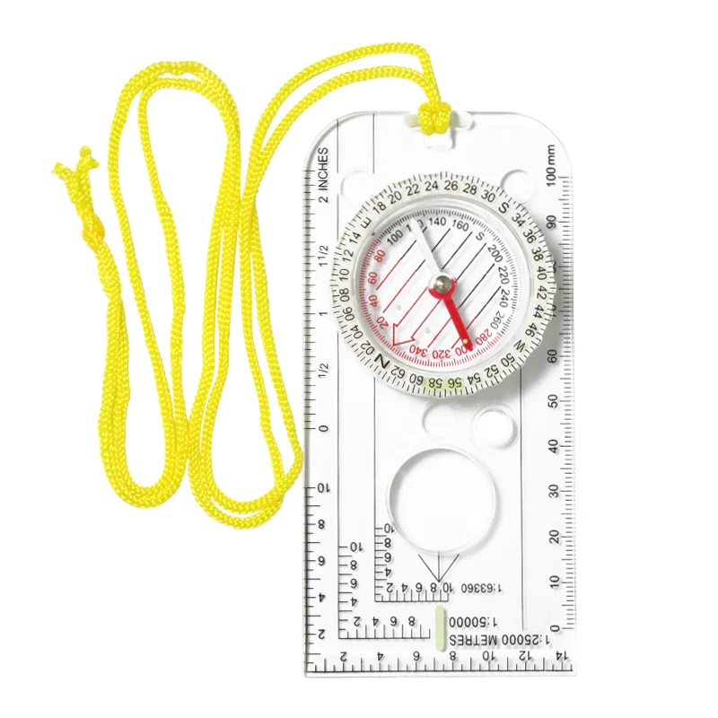 Outdoor Compass with Map Ruler and Noctilucent Display