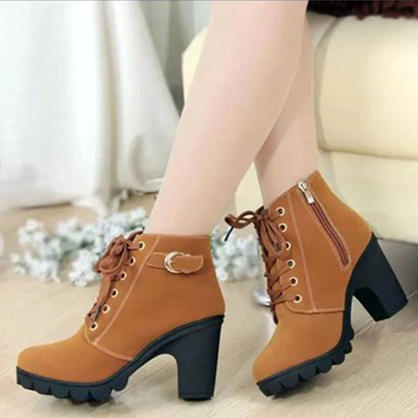 Women Large Size Ankle Boots Autumn And Winter Cross-Strap Short Boots Christmas Birthday New Year Gift