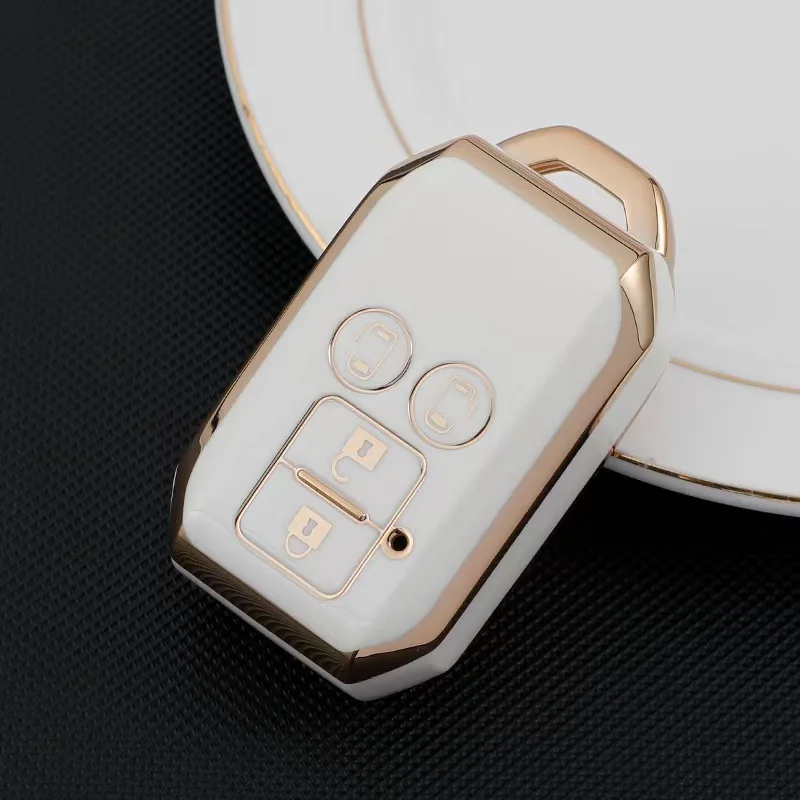 HIBEYO Custodia intelligente per chiave dell'auto, adatta per Suzuki Spacia Jimny Sierra Monopoly Swift Wagon, telecomando (solo Keyless Go), colore argento