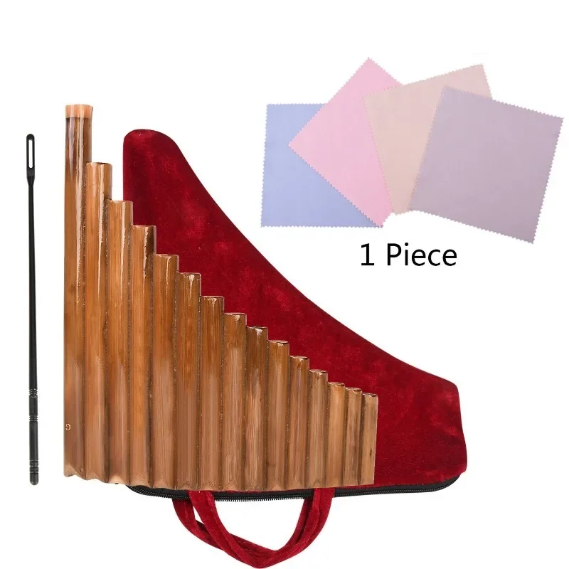 Bamboo Pan Flute 15 Pipes G Key Portable Panpipes Left Right Hand Adults Beginners Practice Traditional Wood Wind Instrument