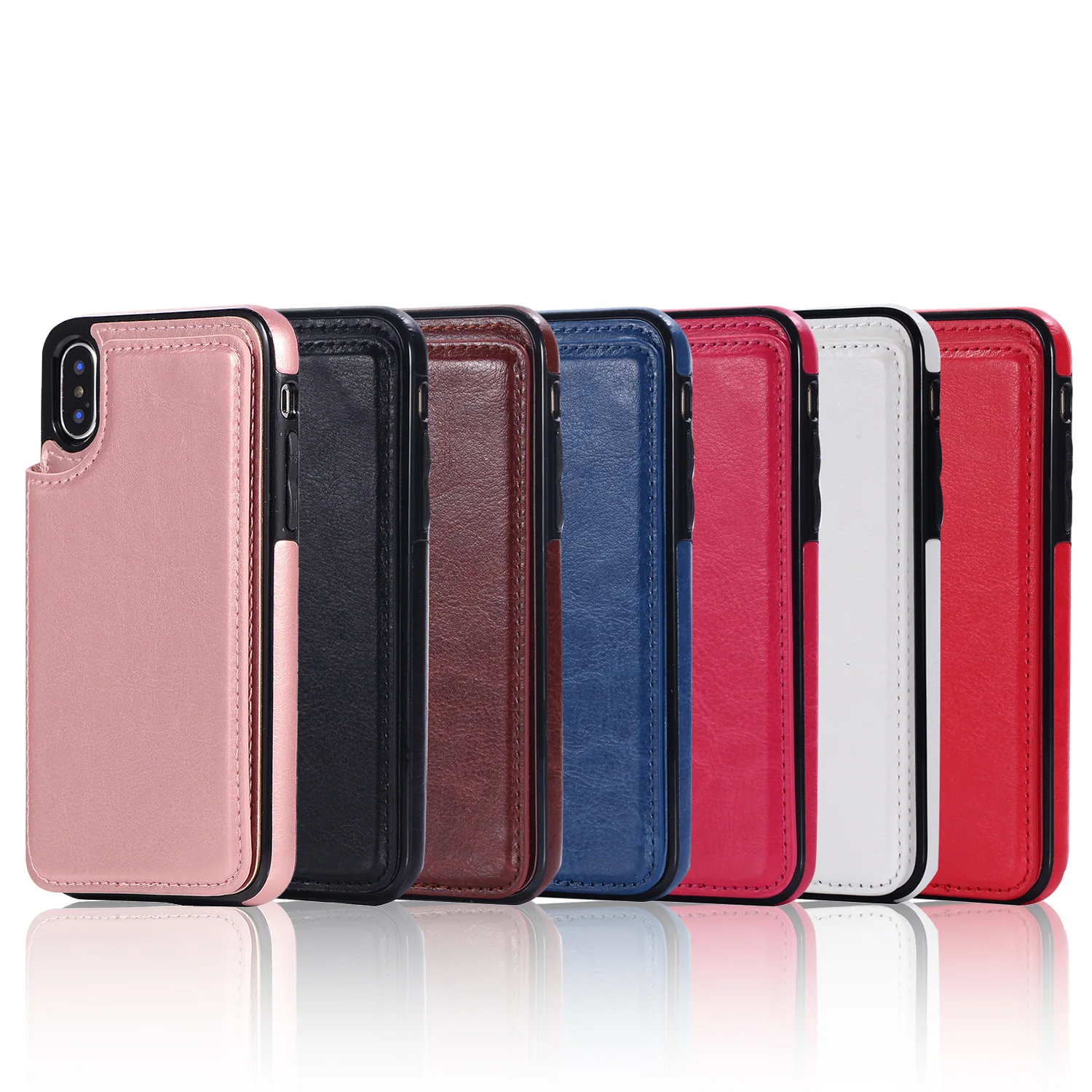 Card Slot Leather Phone Case For Iphone 14 Plus 13 12 Mini 11 Pro Xr X Xs Max 6 6s 7 8 Plus Se Shockproof Wallet Cover