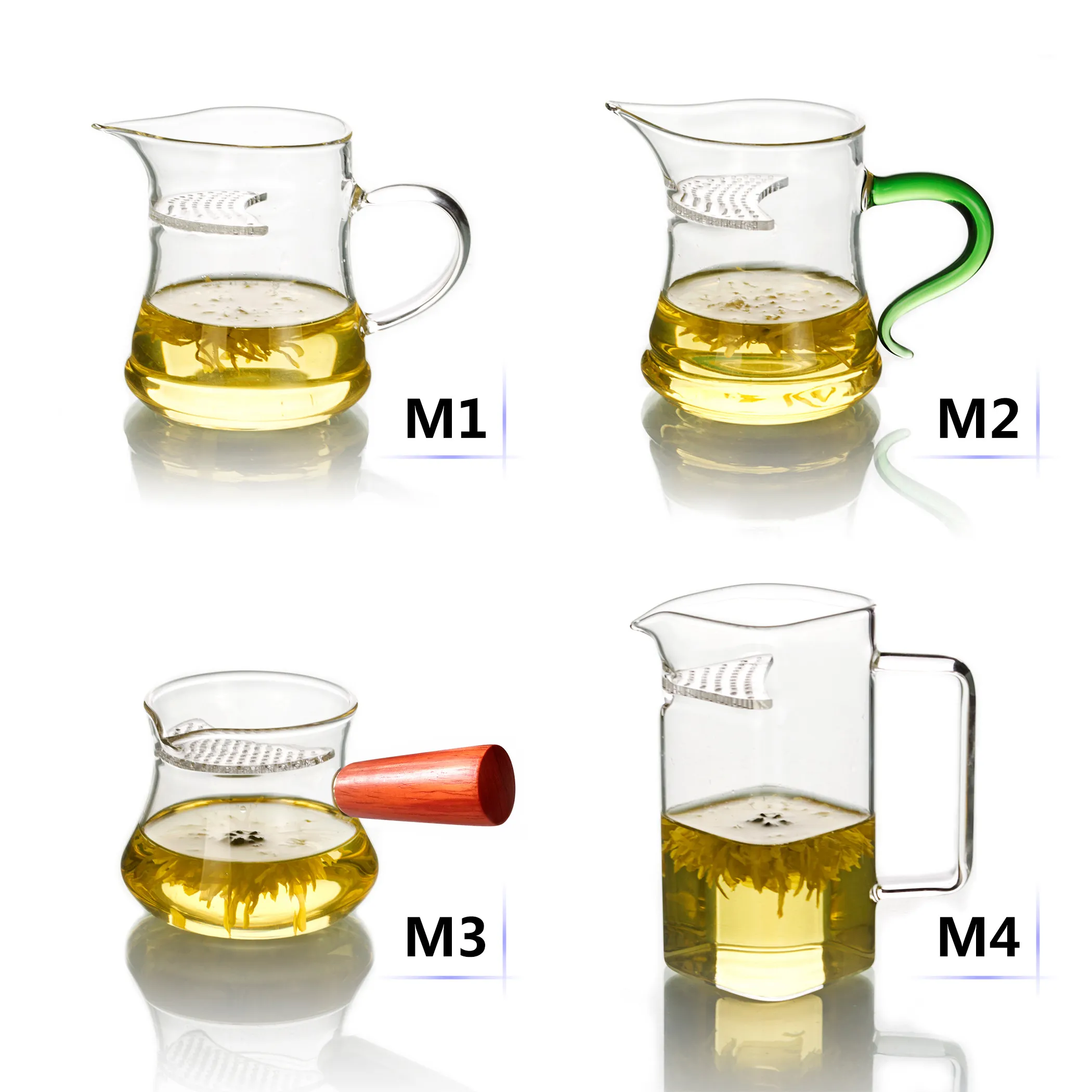 Kinds Heat resistant Clear Glass Tea Pitcher Built in Filter with Handle Handmade Fair Mug Cha