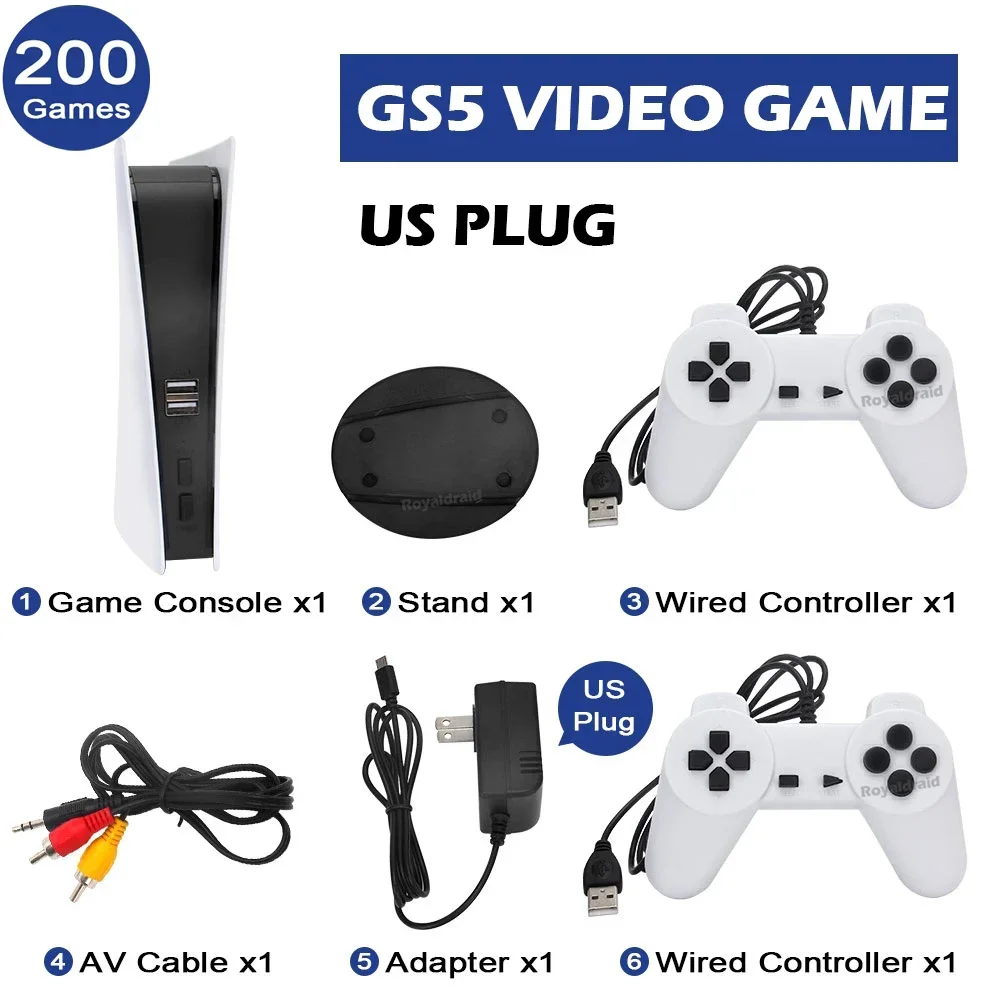 Stazione di gioco GS5 5 Console per videogiochi con 200 giochi classici Console TV a 8 bit Retro USB cablato Palmare Due giocatori di gioco Uscita AV