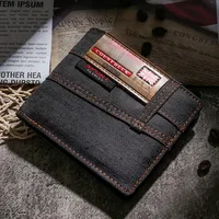 Universal canvas wallet, short men's bifold wallet, multiple card slots, cash clip, ultra-thin simple design wallet 2