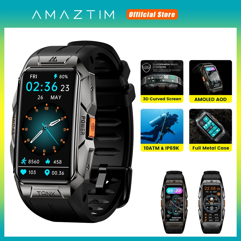 

Оригинальный Смарт-браслет AMAZTIM X1 для мужчин 1,47 дюйма AMOLED экран 10ATM Водонепроницаемый Фитнес ультра-браслет для женщин