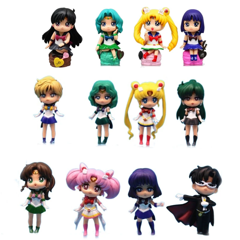 

Sailor Moon Anime Characters Tsukino Usagi Mizuno Ami Action Figure Model Statues Q Version Collecting Cute Doll Gifts Toys