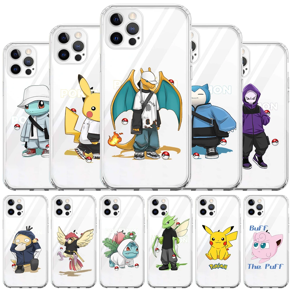 Cool Fashion Pokemon Clear Case For Apple iPhone 13 11 12 Pro Max 7 + XR 8 X 6 6S Plus XS 2022 Transparent Soft Phone Cover iphone 13 mini slim case