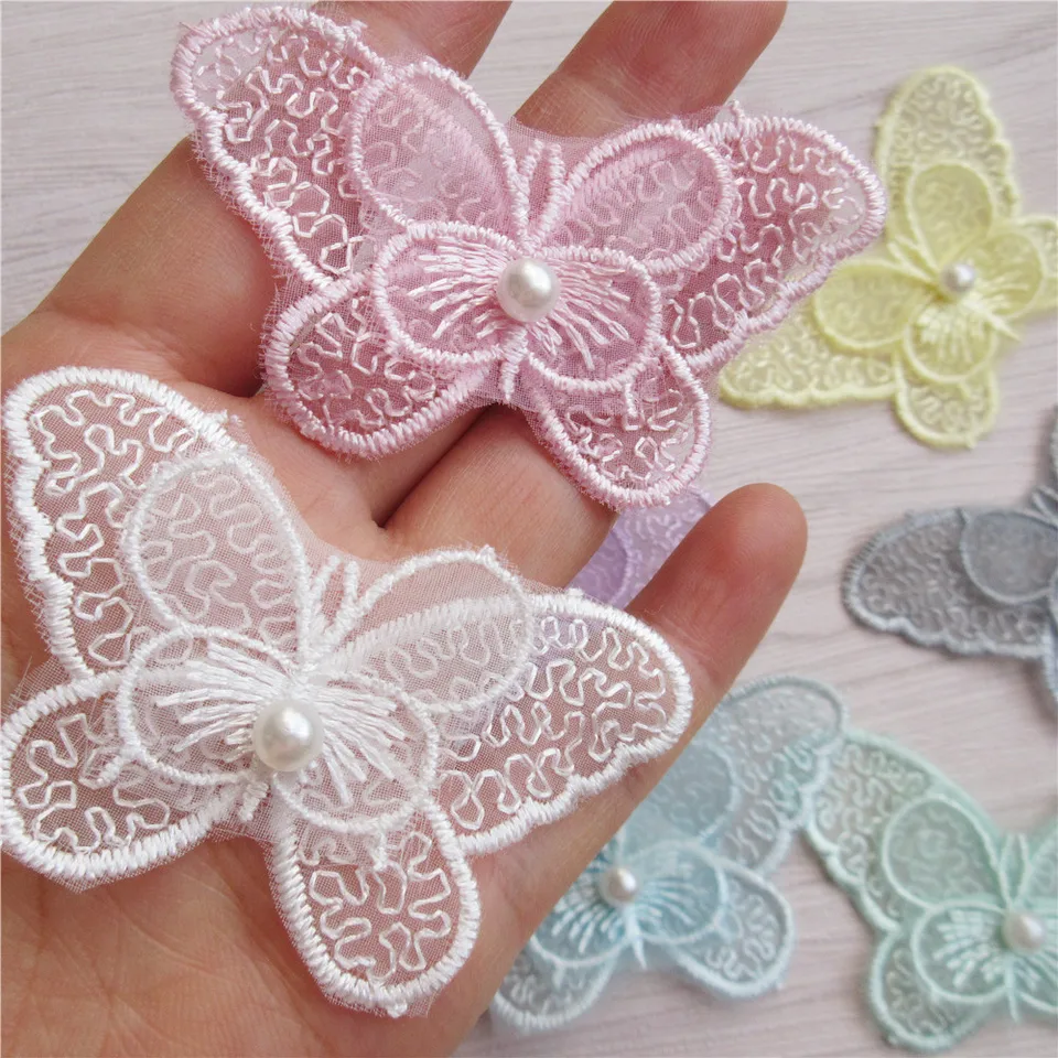 50-Piece Butterfly Lace Trim Set – Double Layer Organza Embroidery For DIY Sewing, Crafts, Wedding & Hair Decor - View #9