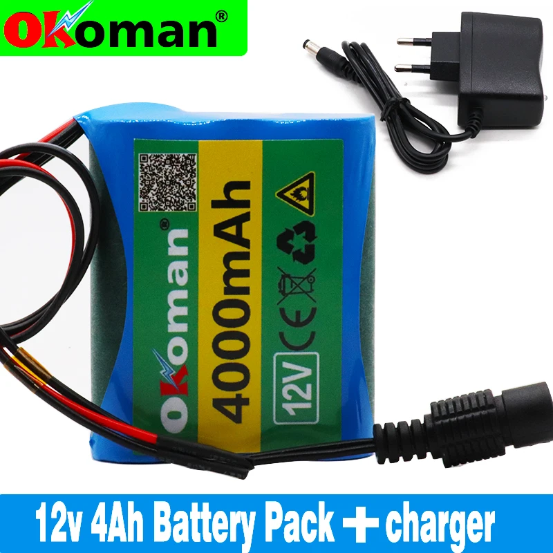 Okoman 12V 4000mAh 18650 литий-ионный перезаряжаемый аккумулятор для камеры