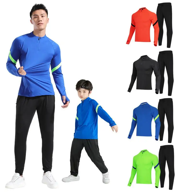 Quarter Zip Winter Training Set in Light Thin Stretch Material Long Sleeve Jacket and Sweatpants for Sports Clothes Hot Sale